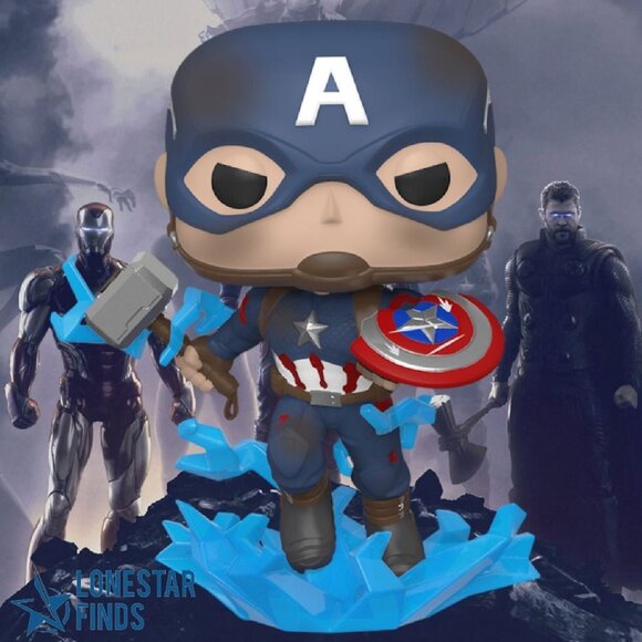 Funko Pop! Captain America – Bouclier Brisé Et Mjolnir – Avengers Endgame, Figurine Vinyle 9,5 Cm
